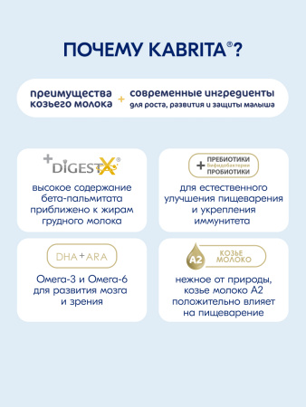 Kabrita 1 GOLD 400 гр Адаптированная сухая молочная смесь на основе козьего молока для комфортного пищеварения для детей от 0 до 6 меся